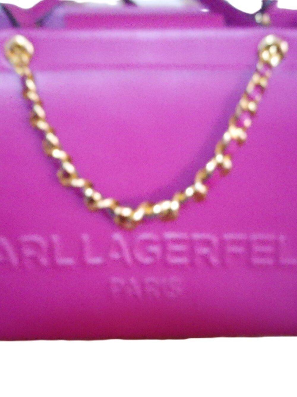 NWOT Karl Lagerfeld Paris Dark Purple old chain handles Tote bag